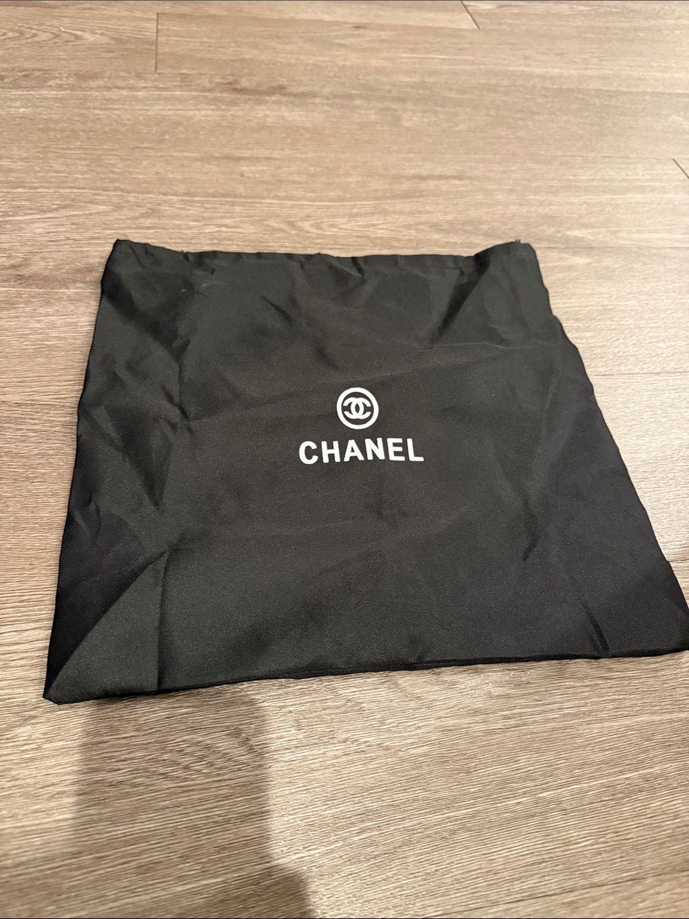 CHANEL Black Dust Bag with White Logo